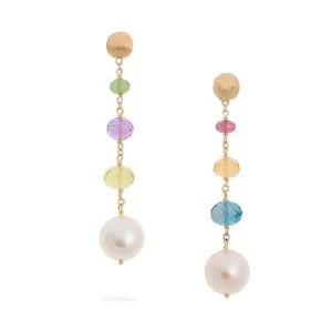 Marco Bicego Africa 18ct Yellow Gold Pearl Mixed Gemstone Drop Earrings D