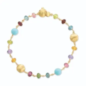 Marco Bicego Africa 18ct Yellow Gold Turquoise Mixed Gemstone Bracelet