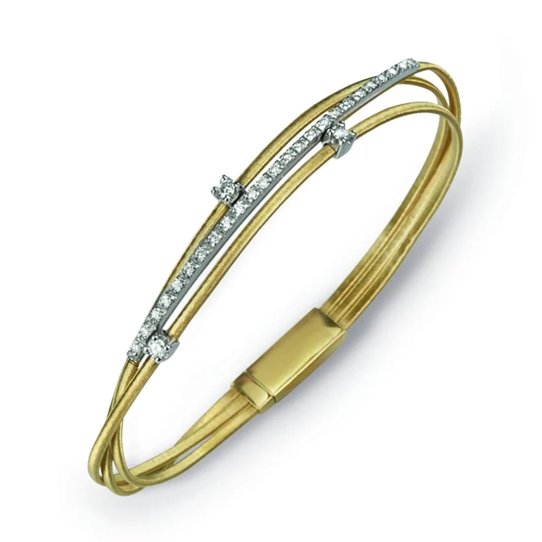 Marco Bicego Goa 18ct Yellow Gold 0.26ct Diamond Three Row Bracelet
