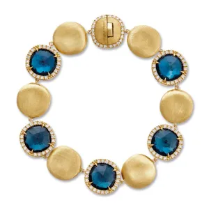 Marco Bicego Jaipur 18ct Yellow Gold London Blue Topaz 0.93ct Diamond Bracelet D
