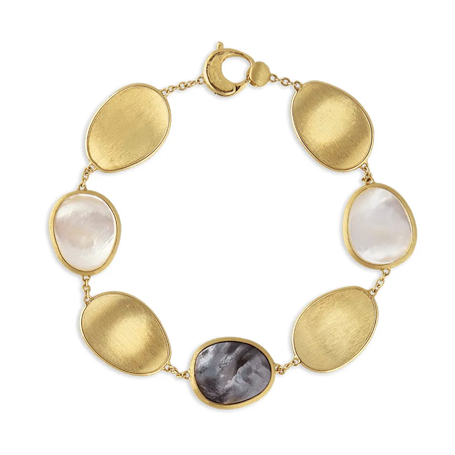 Marco Bicego Lunaria 18ct Yellow Gold White and Black Mother of Pearl Bracelet