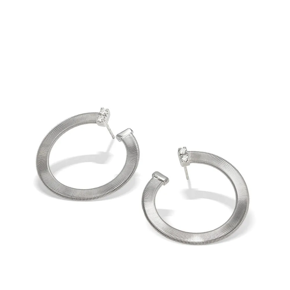 Marco Bicego Masai 18ct White Gold 0.12ct Diamond Loop Earrings