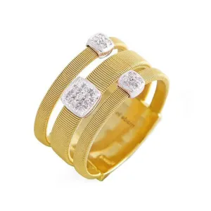 Marco Bicego Masai 18ct Yellow Gold 0.13ct Diamond Three Row Ring