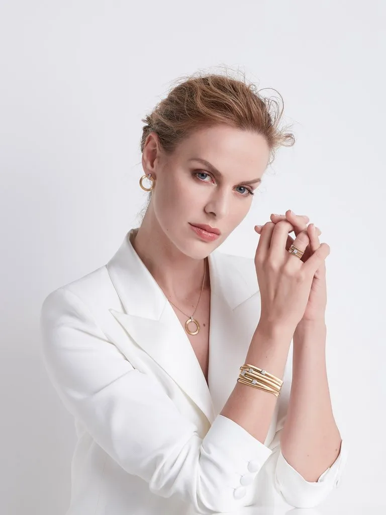 Marco Bicego Masai 18ct Yellow Gold 0.13ct Diamond Three Row Ring