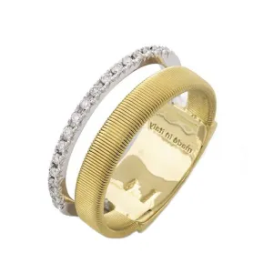 Marco Bicego Masai 18ct Yellow Gold 0.13ct Diamond Two Row Ring