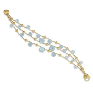 Marco Bicego Paradise 18ct Yellow Gold Aquamarine Three Strand Bracelet