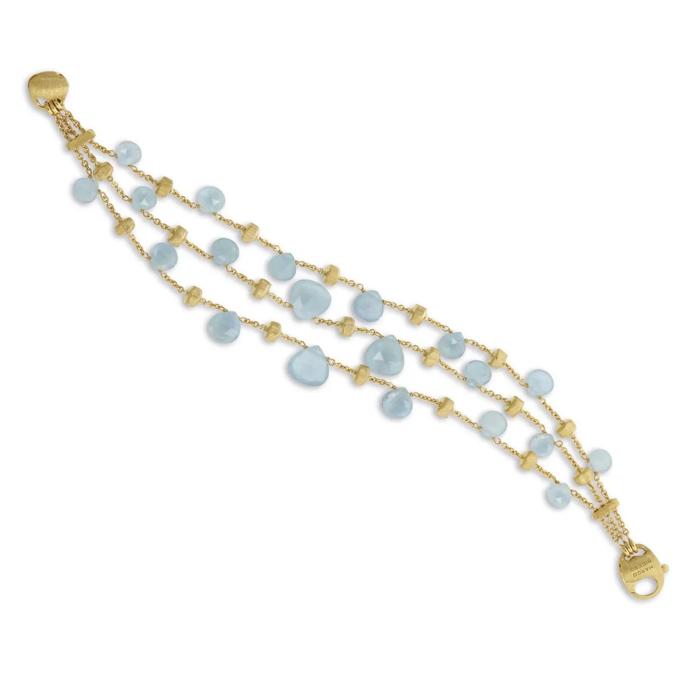 Marco Bicego Paradise 18ct Yellow Gold Aquamarine Three Strand Bracelet