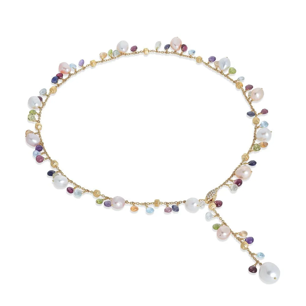 Marco Bicego Paradise 18ct Yellow Gold Pearl Multicolour Gemstone Diamond Necklace