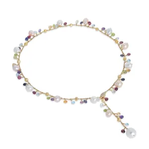 Marco Bicego Paradise 18ct Yellow Gold Pearl Multicolour Gemstone Diamond Necklace