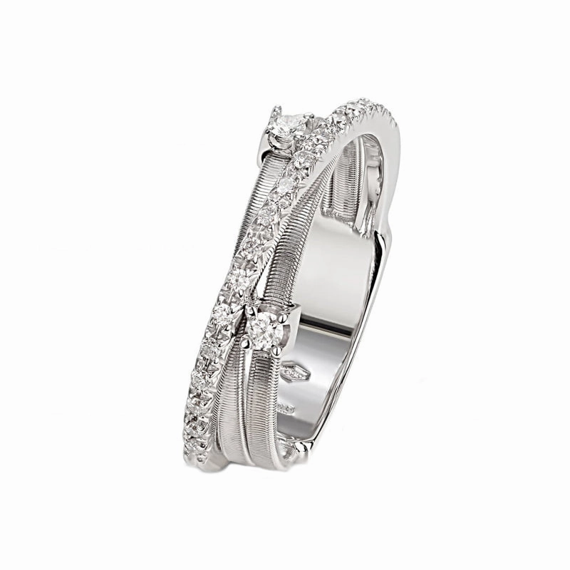 Marco Bicego Goa 18ct White Gold 0.19ct Diamond Crossover Ring