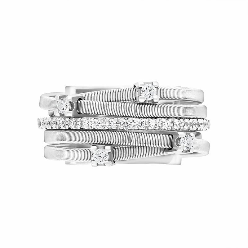 Marco Bicego Goa 18ct White Gold 0.25ct Diamond Crossover Ring