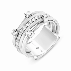 Marco Bicego Goa 18ct White Gold 0.25ct Diamond Crossover Ring