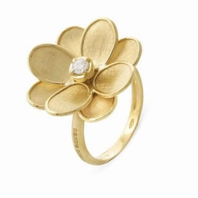 Marco Bicego Petali 18ct Yellow Gold Diamond Small Flower Ring
