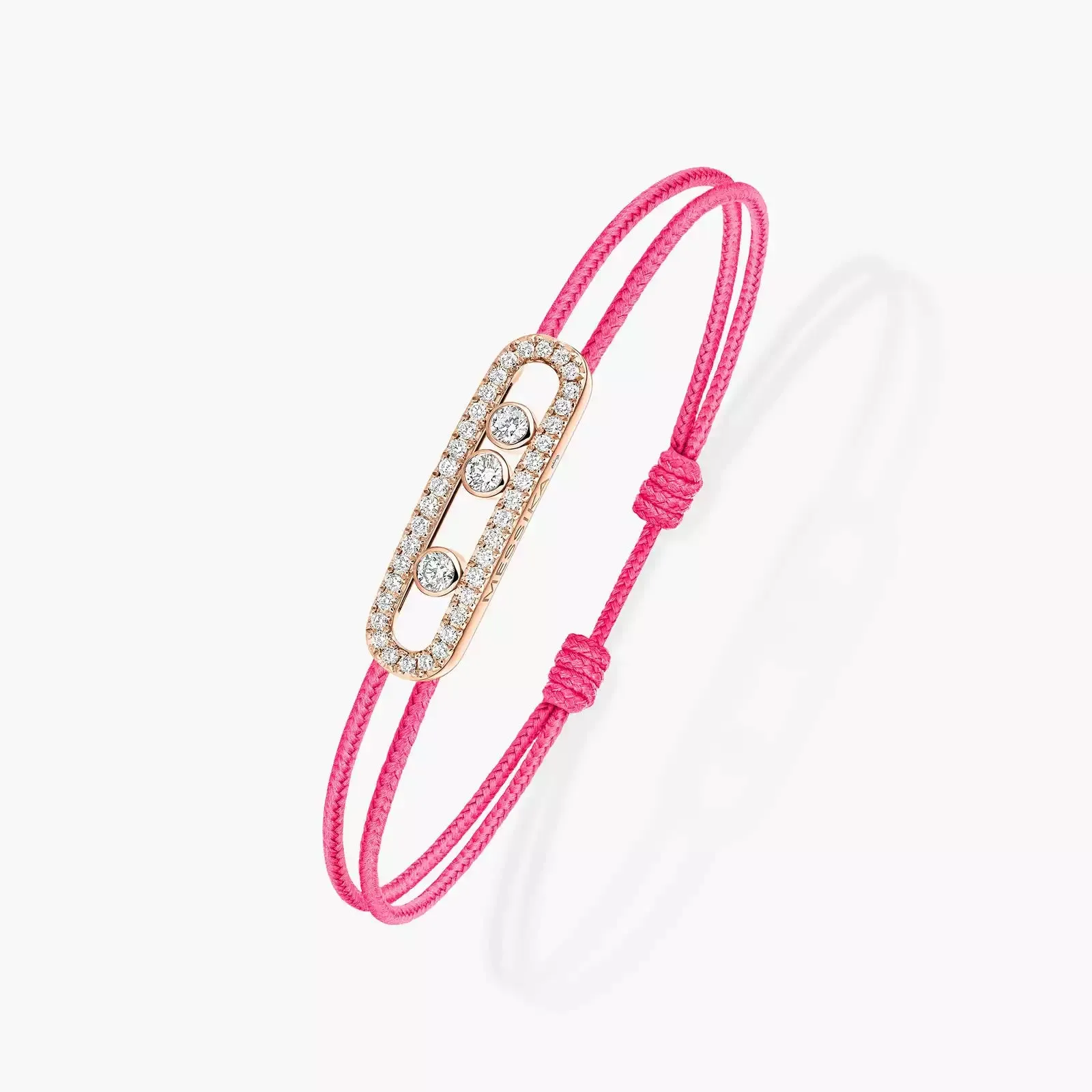 Messika Care(s) 18ct Rose Gold & 0.26ct Diamond Pink Cord Pav Bracelet
