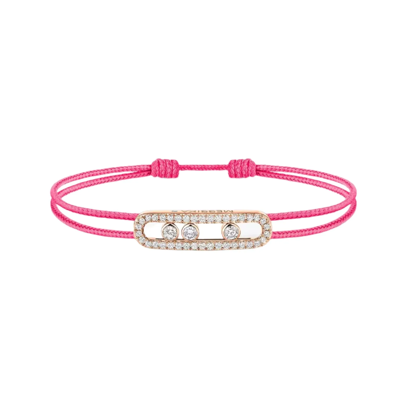 Messika Care(s) 18ct Rose Gold & 0.26ct Diamond Pink Cord Pav Bracelet
