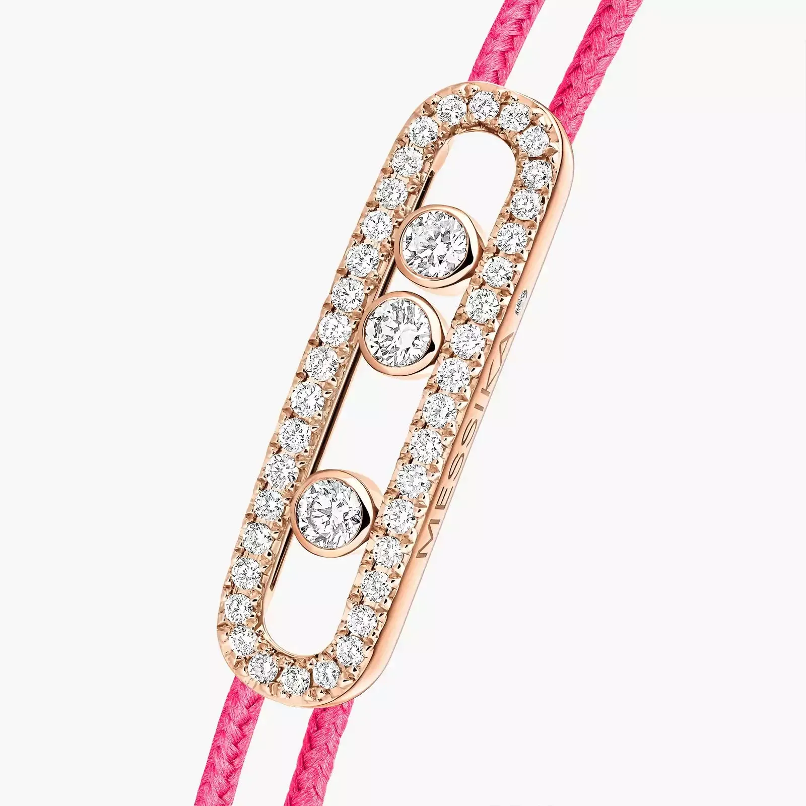 Messika Care(s) 18ct Rose Gold & 0.26ct Diamond Pink Cord Pav Bracelet