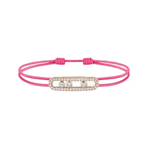 Messika Care(s) 18ct Rose Gold & 0.26ct Diamond Pink Cord Pav Bracelet