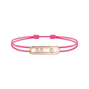 Messika Care(s) 18ct Rose Gold & Diamond Pink Cord Bracelet