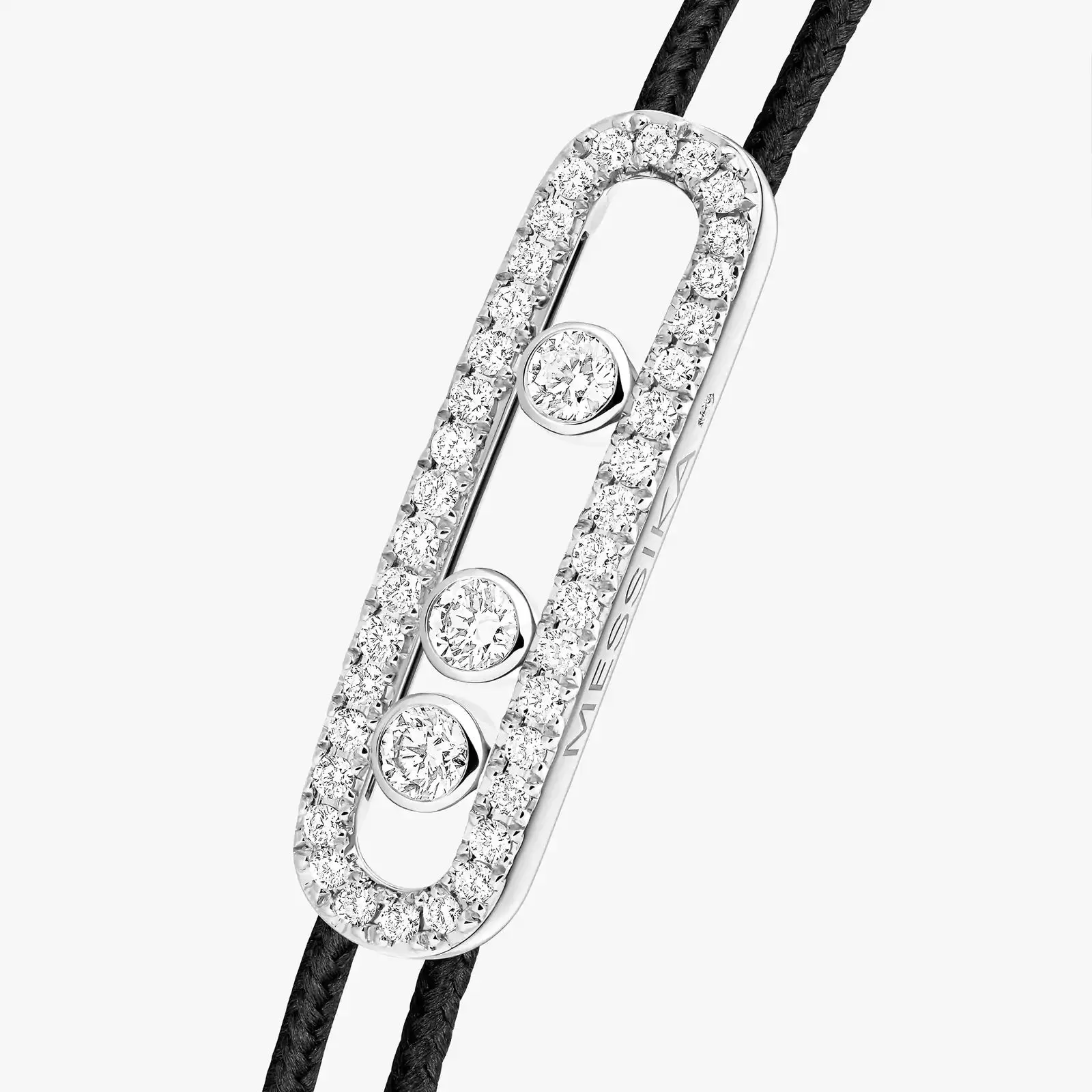 Messika Care(s) 18ct White Gold & 0.26ct Diamond Black Cord Pav Bracelet