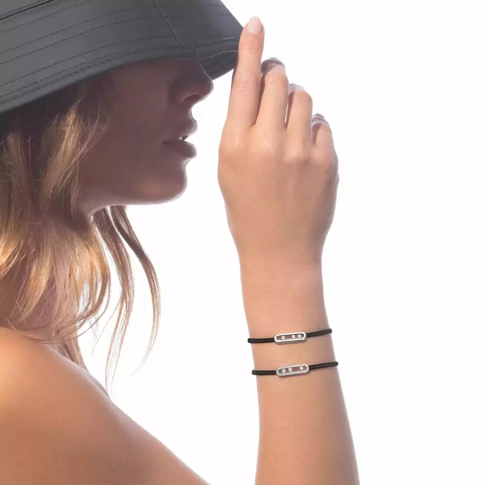 Messika Care(s) 18ct White Gold & 0.26ct Diamond Black Cord Pav Bracelet