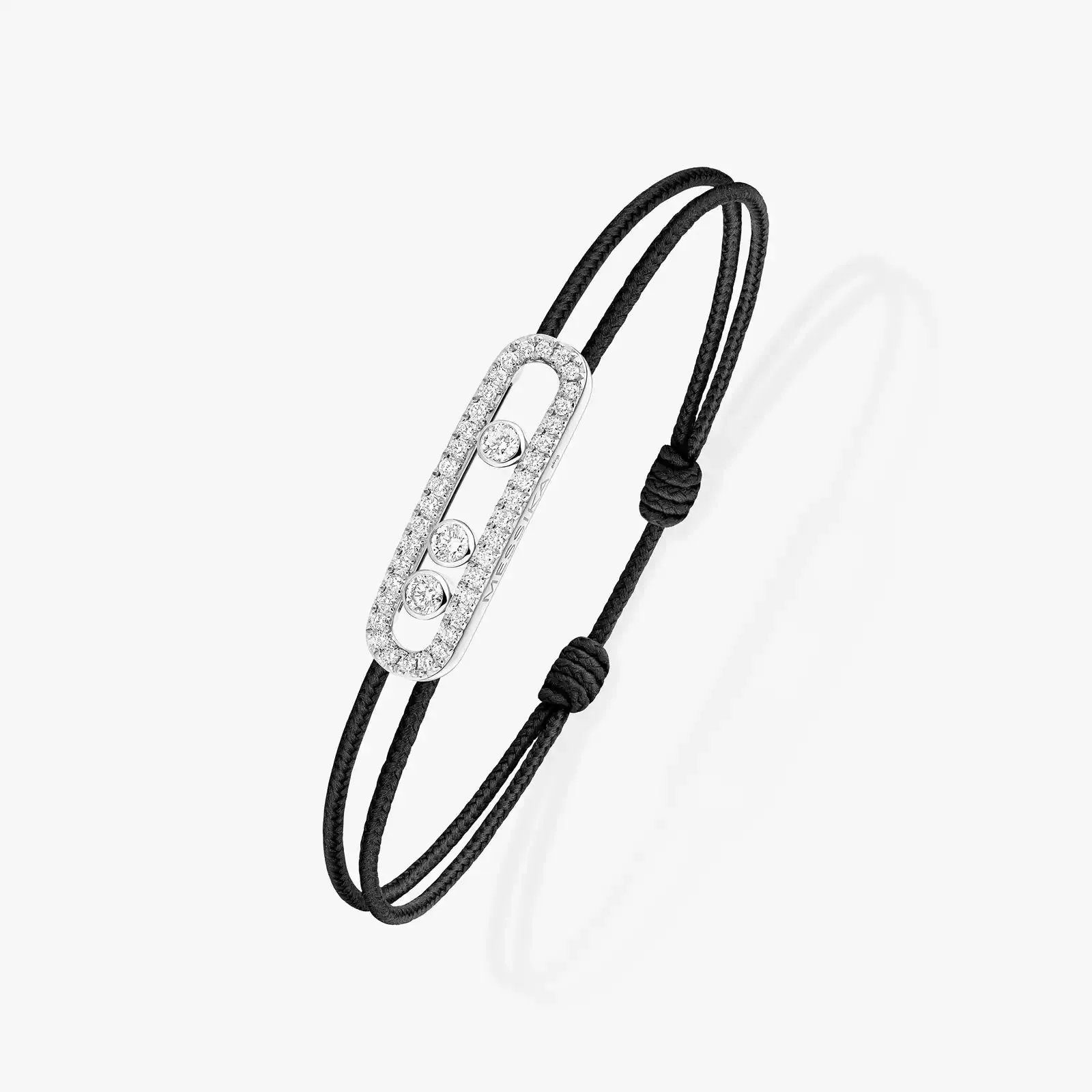 Messika Care(s) 18ct White Gold & 0.26ct Diamond Black Cord Pav Bracelet