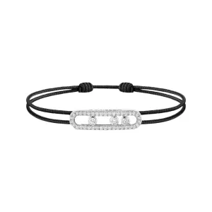 Messika Care(s) 18ct White Gold & 0.26ct Diamond Black Cord Pav Bracelet