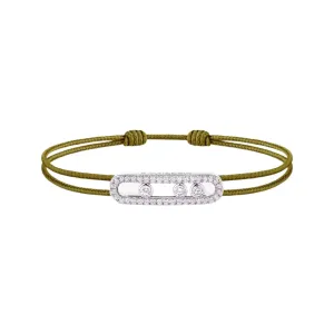 Messika Care(s) 18ct White Gold & 0.26ct Diamond Khaki Cord Pav Bracelet
