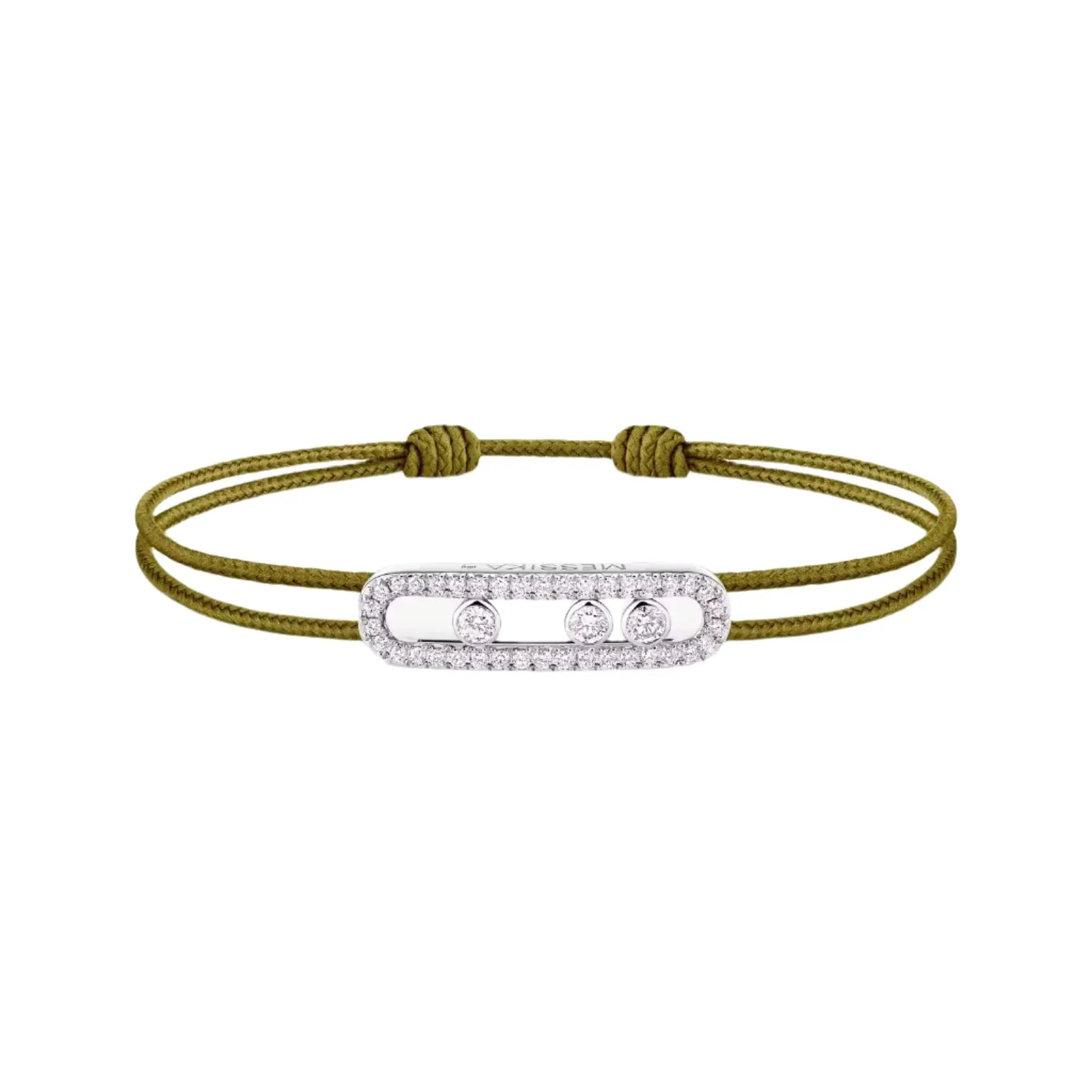 Messika Care(s) 18ct White Gold & 0.26ct Diamond Khaki Cord Pav Bracelet