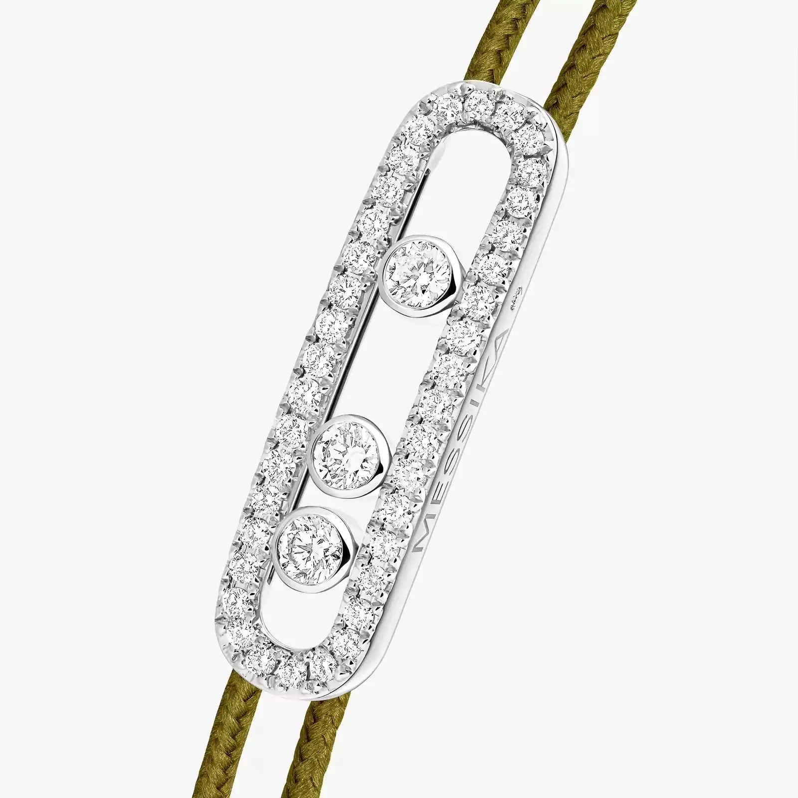 Messika Care(s) 18ct White Gold & 0.26ct Diamond Khaki Cord Pav Bracelet