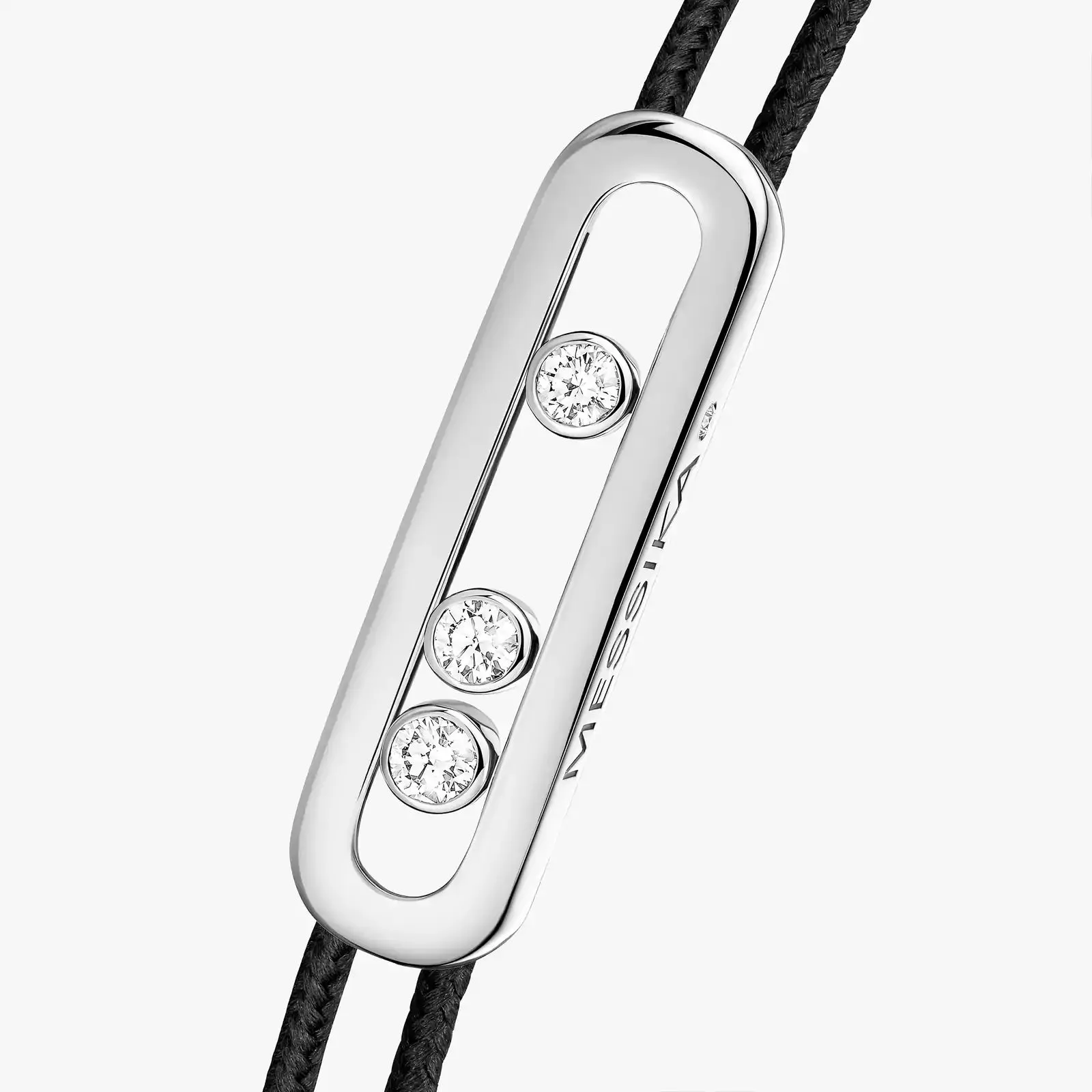 Messika Care(s) 18ct White Gold & Diamond Black Cord Bracelet