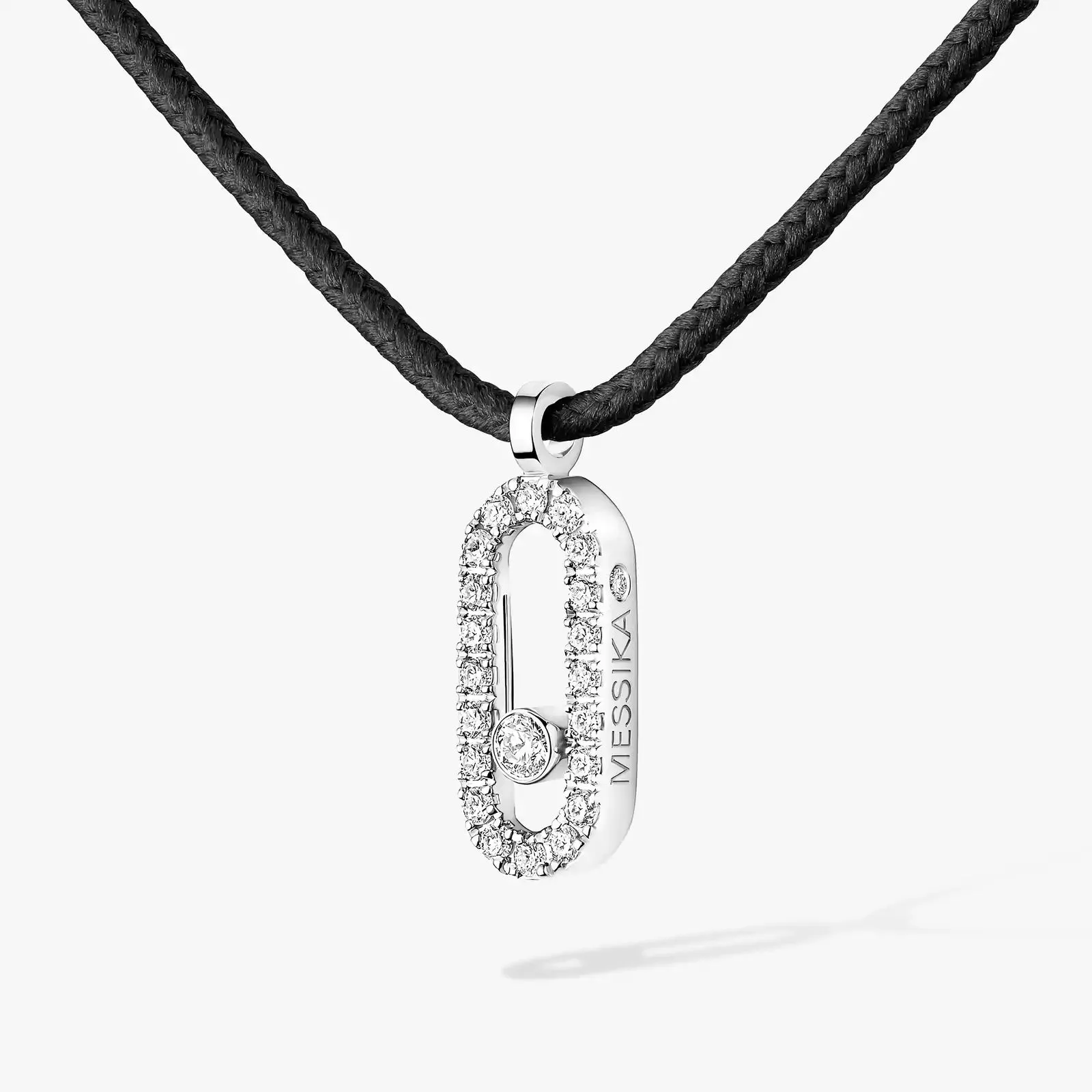 Messika Care(s) 18ct White Gold & Diamond Black Cord Pav Necklace