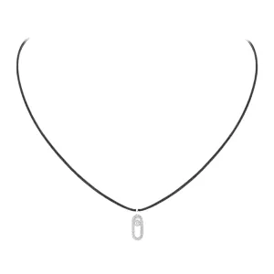 Messika Care(s) 18ct White Gold & Diamond Black Cord Pav Necklace