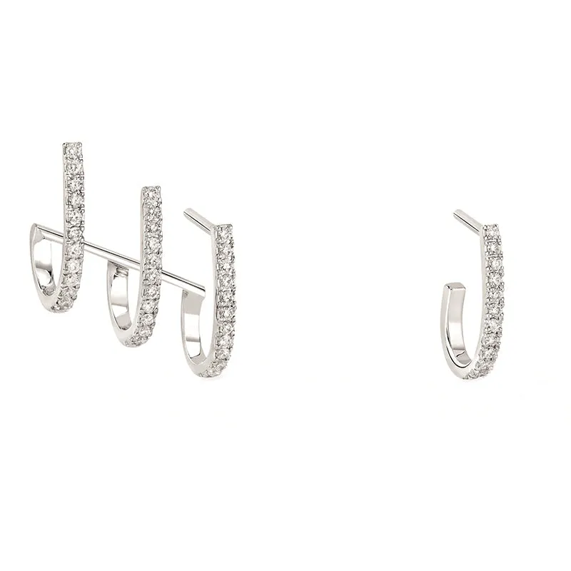 Messika Gatsby 18ct White Gold 0.22ct Diamond Multi-Creoles Asymmetric Hoop Earrings