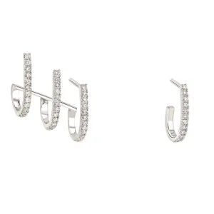 Messika Gatsby 18ct White Gold 0.22ct Diamond Multi-Creoles Asymmetric Hoop Earrings