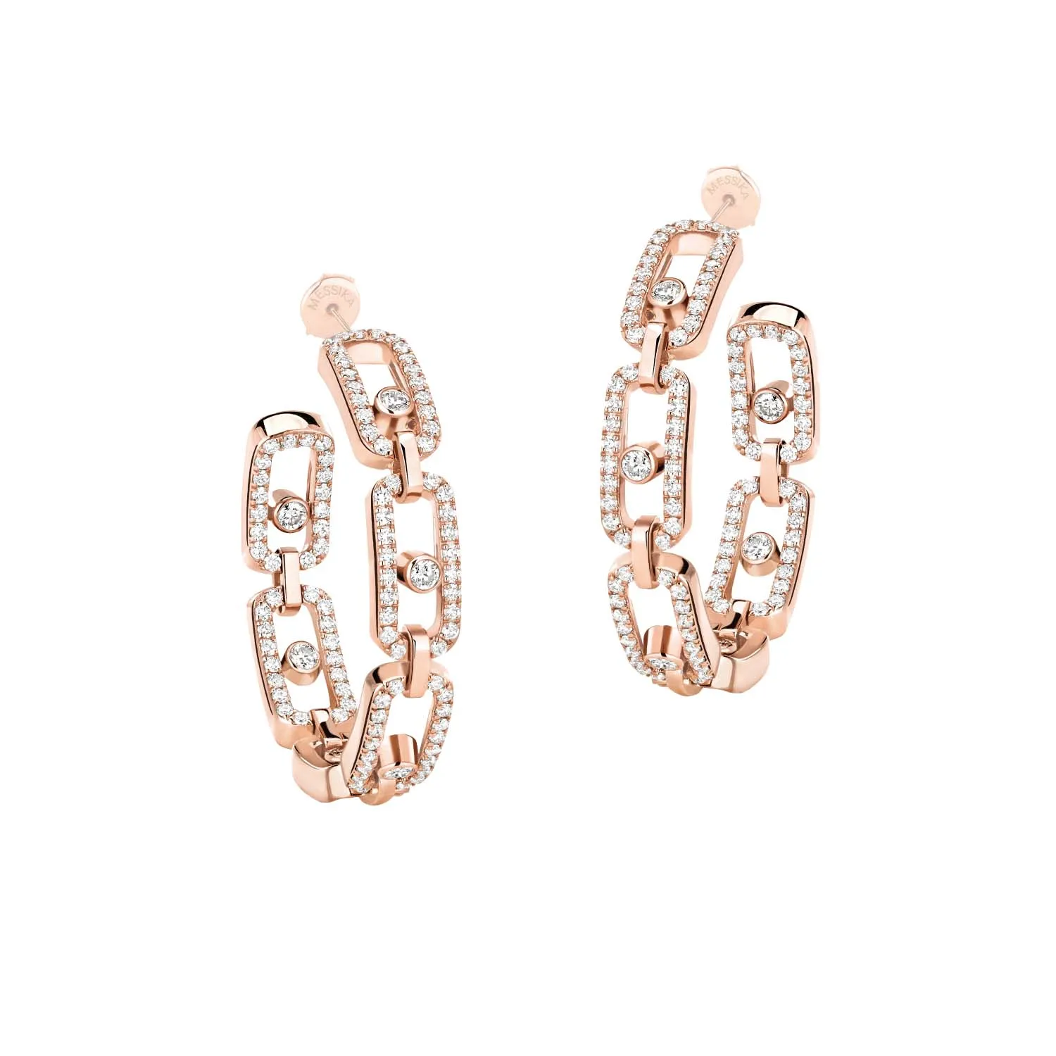 Messika Move Link 18ct Rose Gold 0.86ct Diamond 2.4cm Hoop Earrings