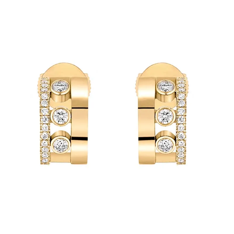 Messika Move Romane 18ct Yellow Gold 0.29ct Diamond Mini Hoop Earrings