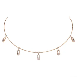 Messika Move Uno 18ct Rose Gold Diamond Pave Drop Pendant Choker