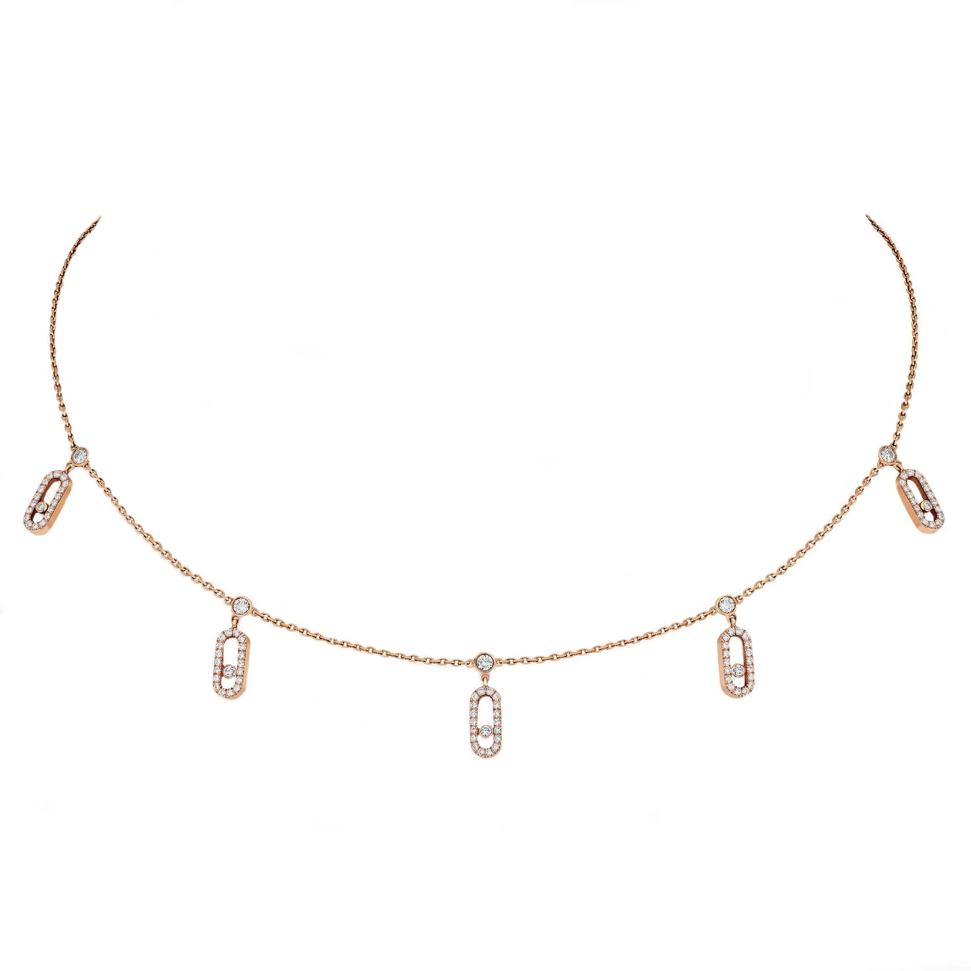 Messika Move Uno 18ct Rose Gold Diamond Pave Drop Pendant Choker