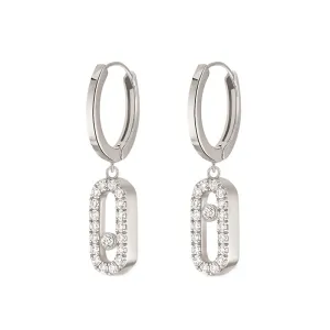 Messika Move Uno 18ct White Gold 0.19ct Diamond Hoop Earrings