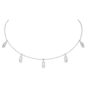 Messika Move Uno 18ct White Gold Diamond Pave Drop Pendant Choker