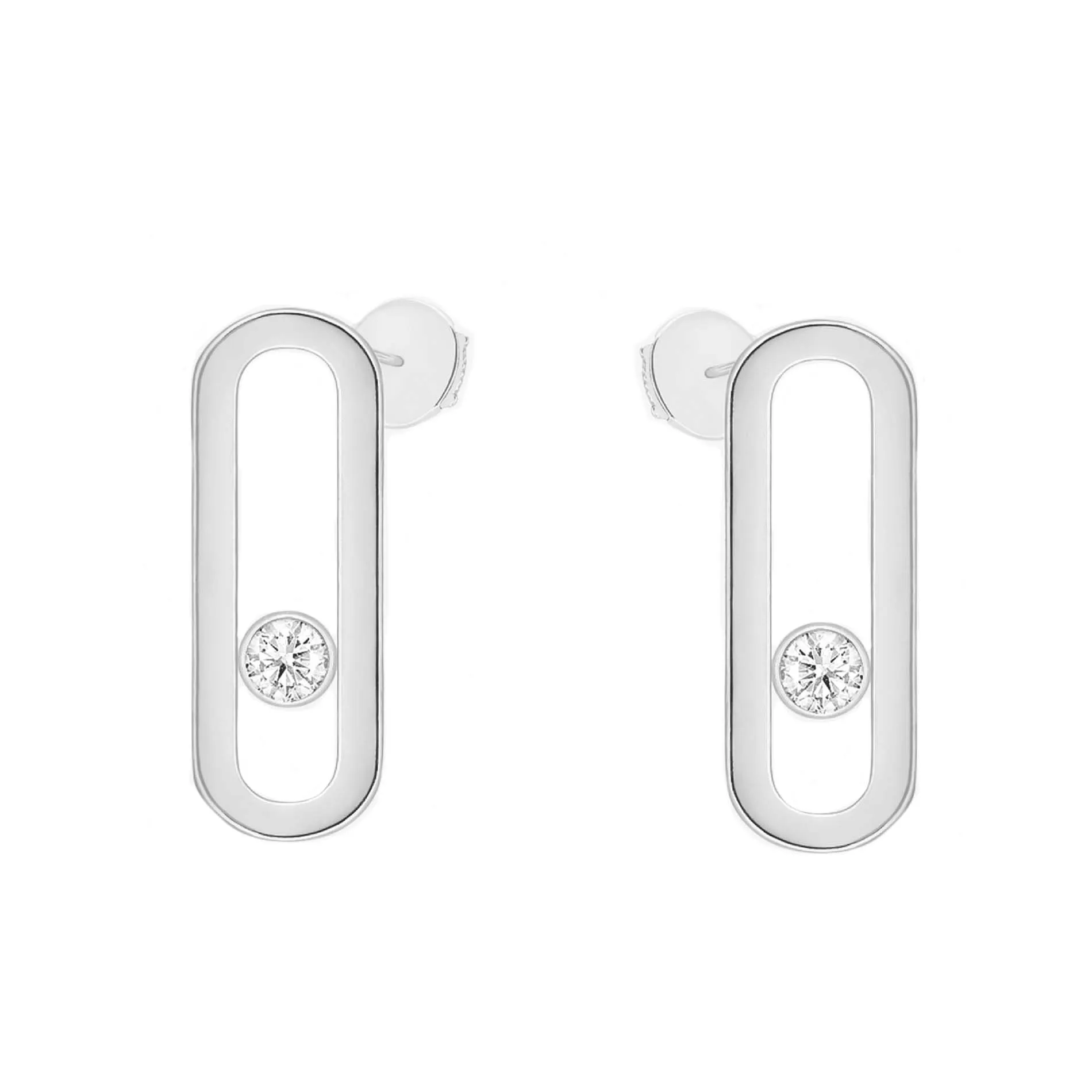 Messika Move Uno 18ct White Gold Diamond Stud Earrings