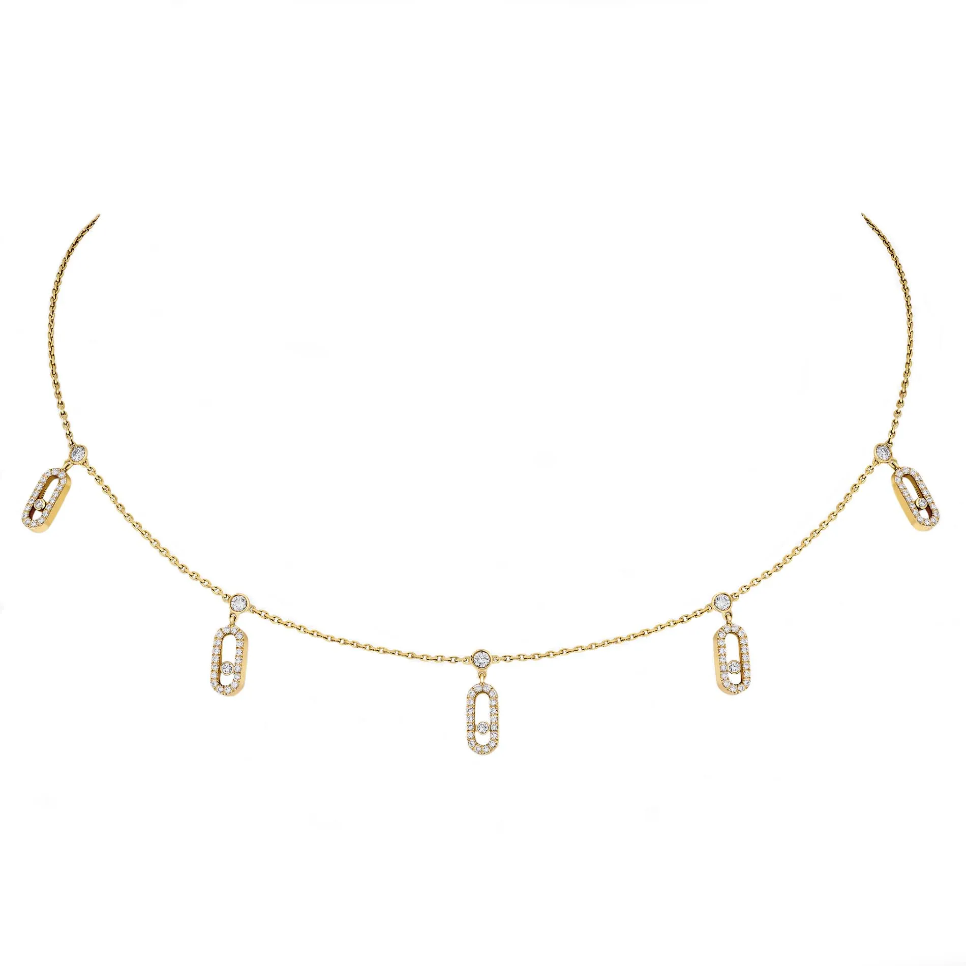 Messika Move Uno 18ct Yellow Gold Diamond Pave Drop Pendant Choker