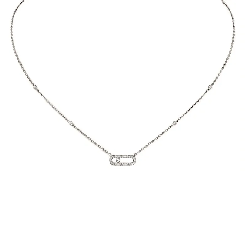 Messika Move Uno Pave 18ct White Gold 0.20ct Diamond Necklace
