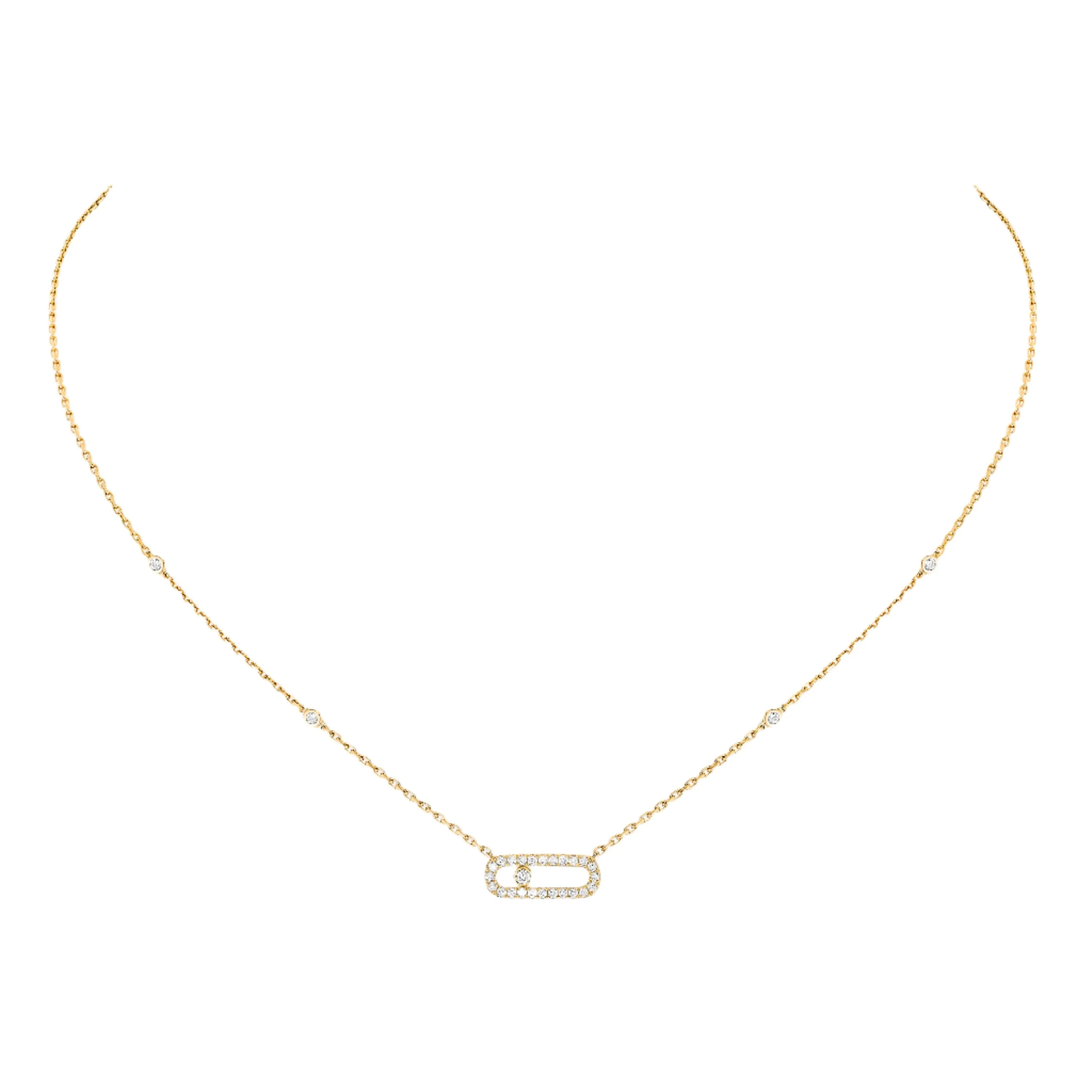 Messika Move Uno Pave 18ct Yellow Gold 0.20ct Diamond Necklace