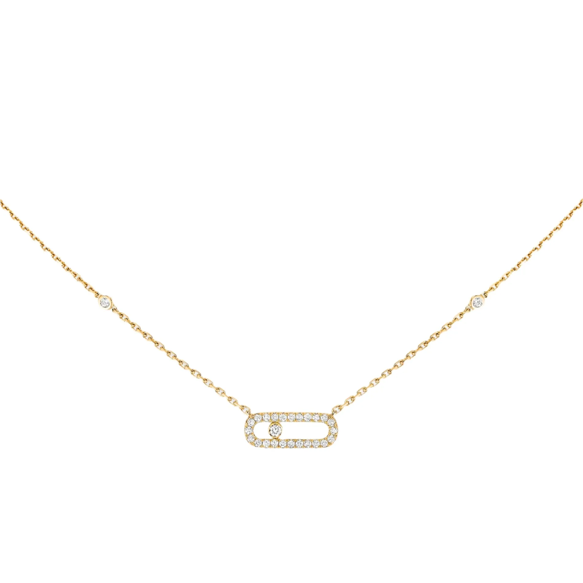 Messika Move Uno Pave 18ct Yellow Gold 0.20ct Diamond Necklace