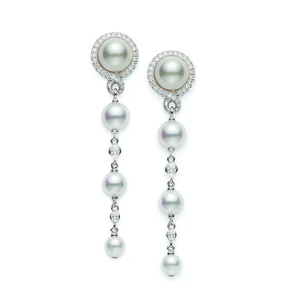 Mikimoto 18ct White Gold 0.29ct Diamond Akoya Petit Soleil Earrings