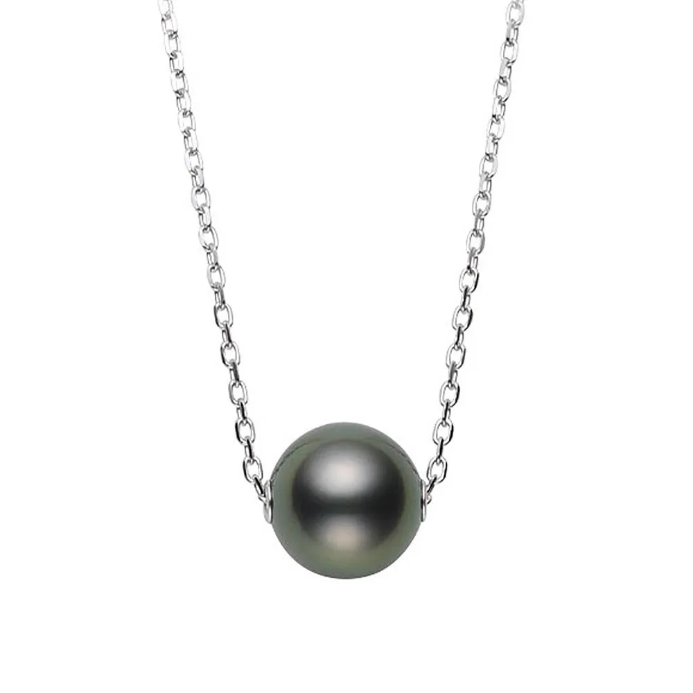 Mikimoto 18ct White Gold 10 - 11mm Black South Sea Pearl Necklace