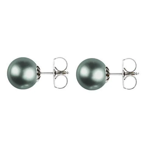 Mikimoto 18ct White Gold 10mm A  Black South Sea Pearl Stud Earrings