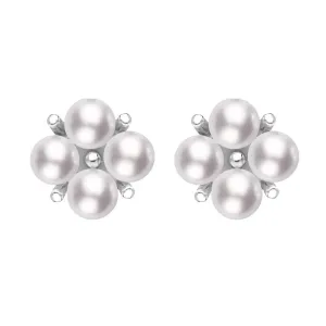 Mikimoto 18ct White Gold 3.25mm Akoya Pearl Floral Cluster Stud Earrings D