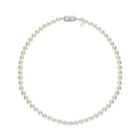 Mikimoto 18ct White Gold 6.5mm White Akoya Pearl Necklace